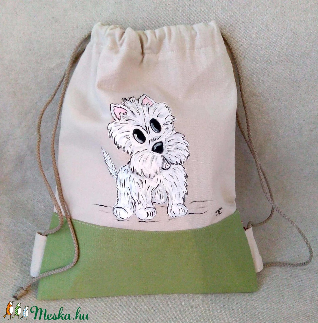 Kézzel festett  kutyás  gyerek hátizsák, ovis hátizsák  - ovis tornazsák - ovis tornazsák - Meska.hu