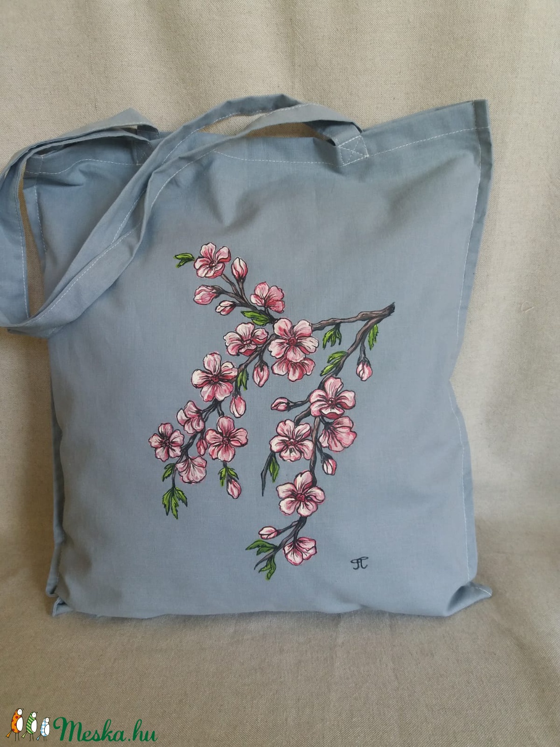 Kézzel festett bevásárló táska  Orhideás mintával - táska & tok - bevásárlás & shopper táska - shopper, textiltáska, szatyor - Meska.hu