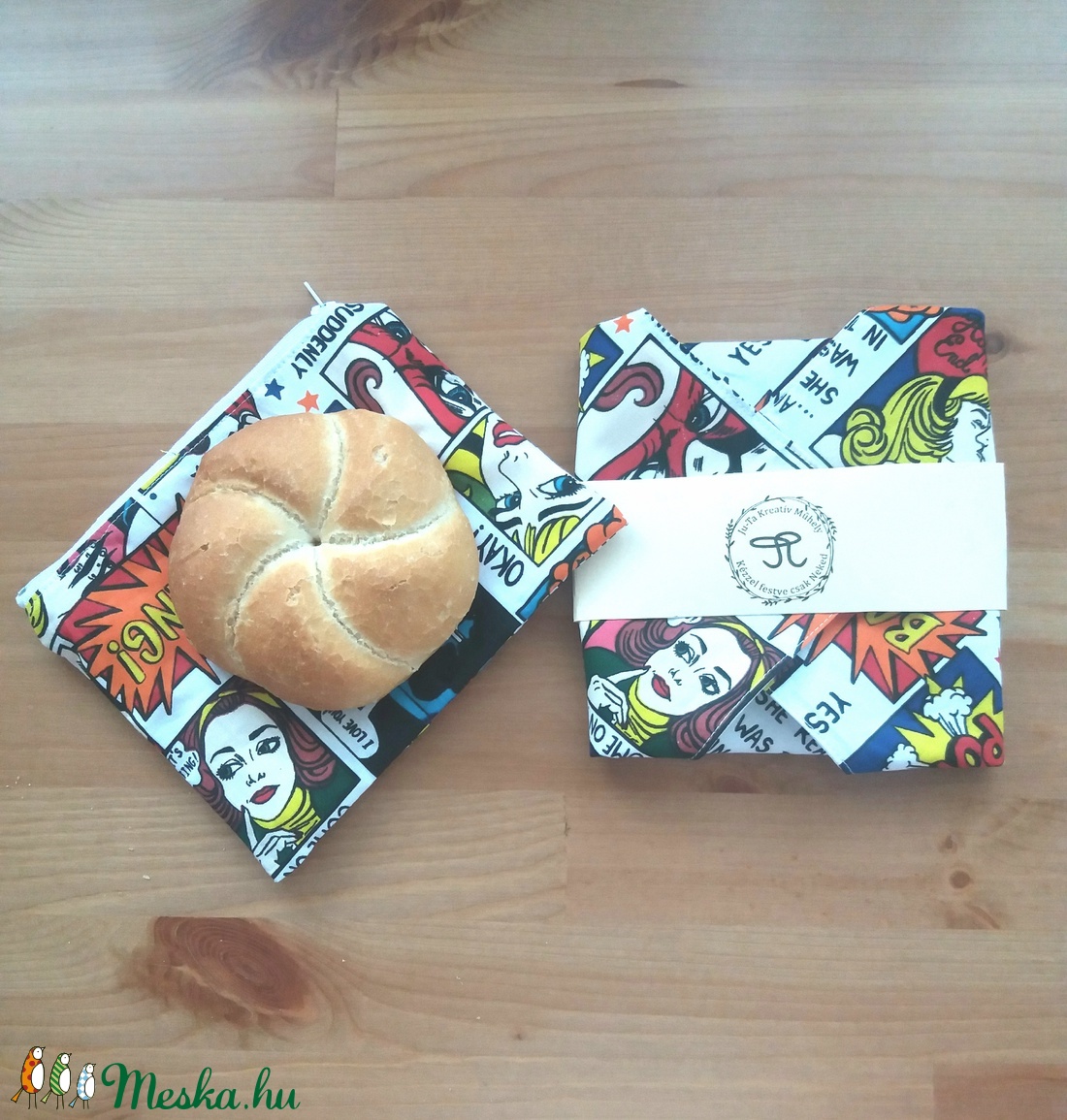  Zöld gondolat  képregényes újraszalvéta nasi tartóval.  - szendvics csomagoló - szendvics csomagoló - Meska.hu