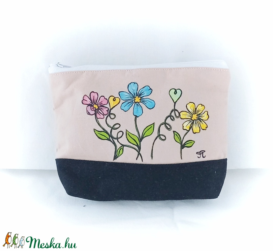 Kézzel festett  virágos kicsi neszeszer  - táska & tok - neszesszer - Meska.hu