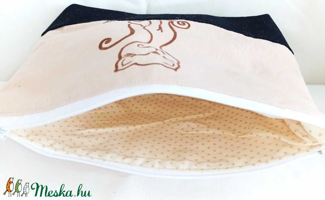 Kézzel festett cicás mintás nagy neszeszer  - táska & tok - neszesszer - Meska.hu