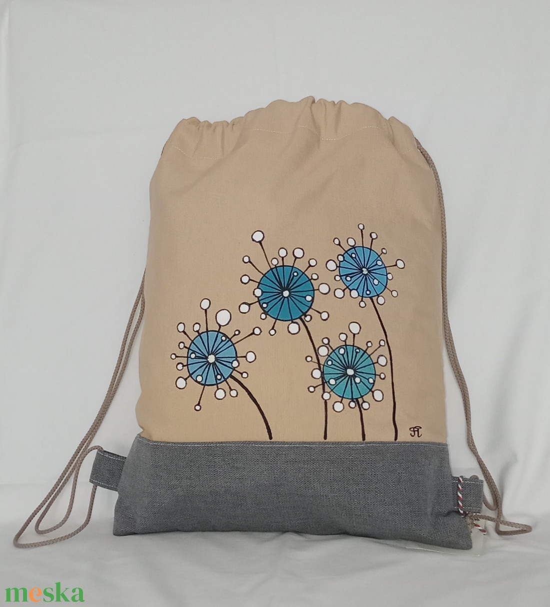 Kézzel festett pitypang  mintás felnőtt hátizsák - táska & tok - hátizsák - hátizsák - Meska.hu