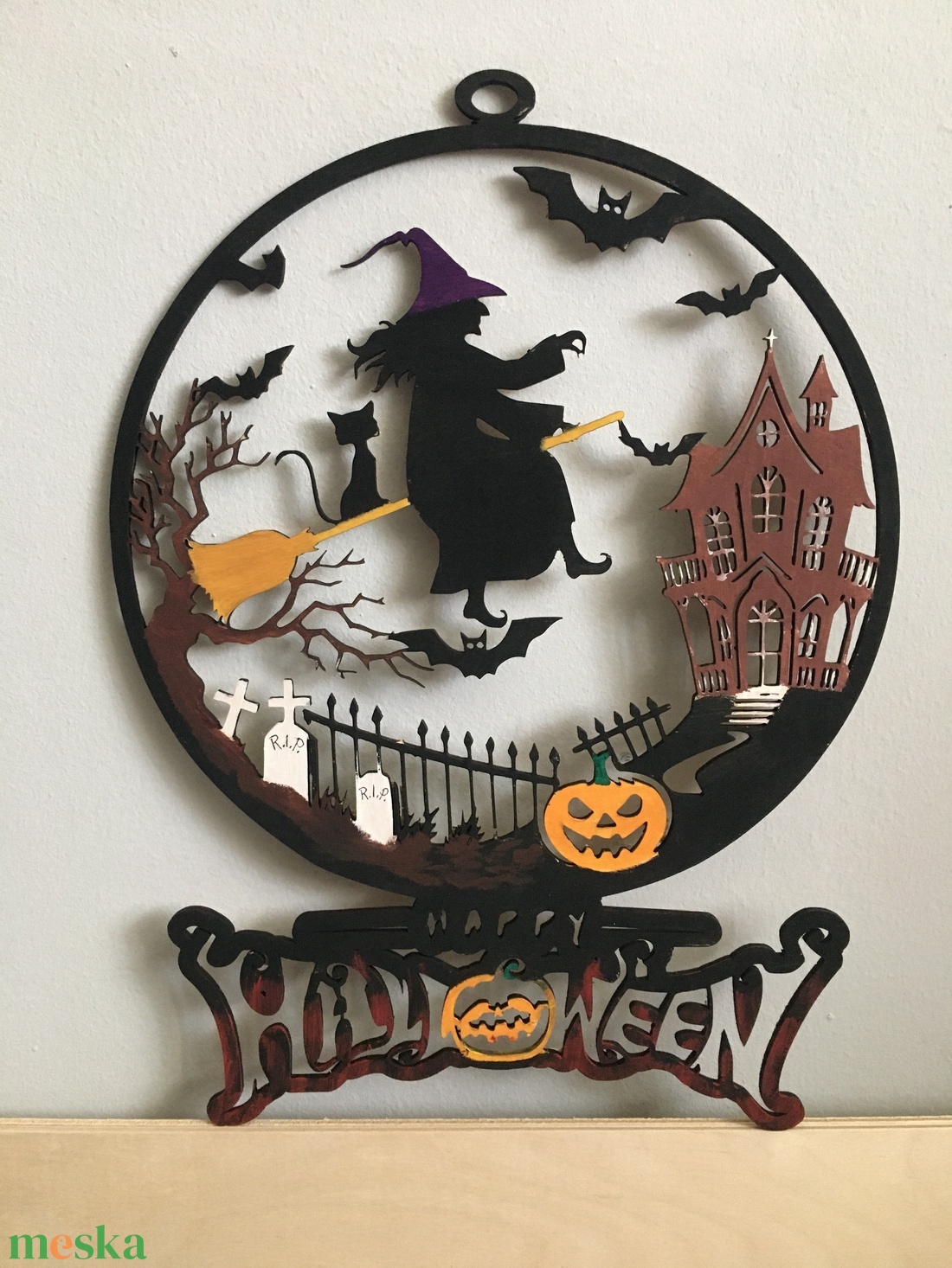 Halloween boszorkányos ajtódísz - otthon & életmód - dekoráció - halloween - halloweeni ajtódíszek és ablakdíszek - Meska.hu