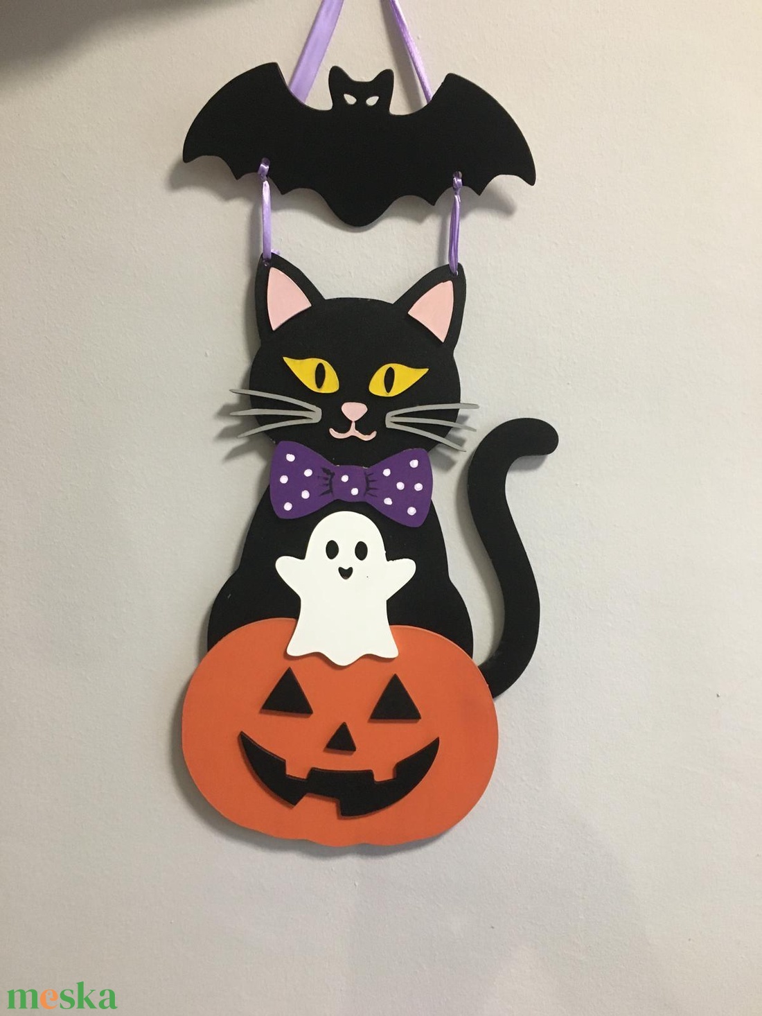 Cicás Halloween ajtódísz - otthon & életmód - dekoráció - halloween - halloweeni ajtódíszek és ablakdíszek - Meska.hu