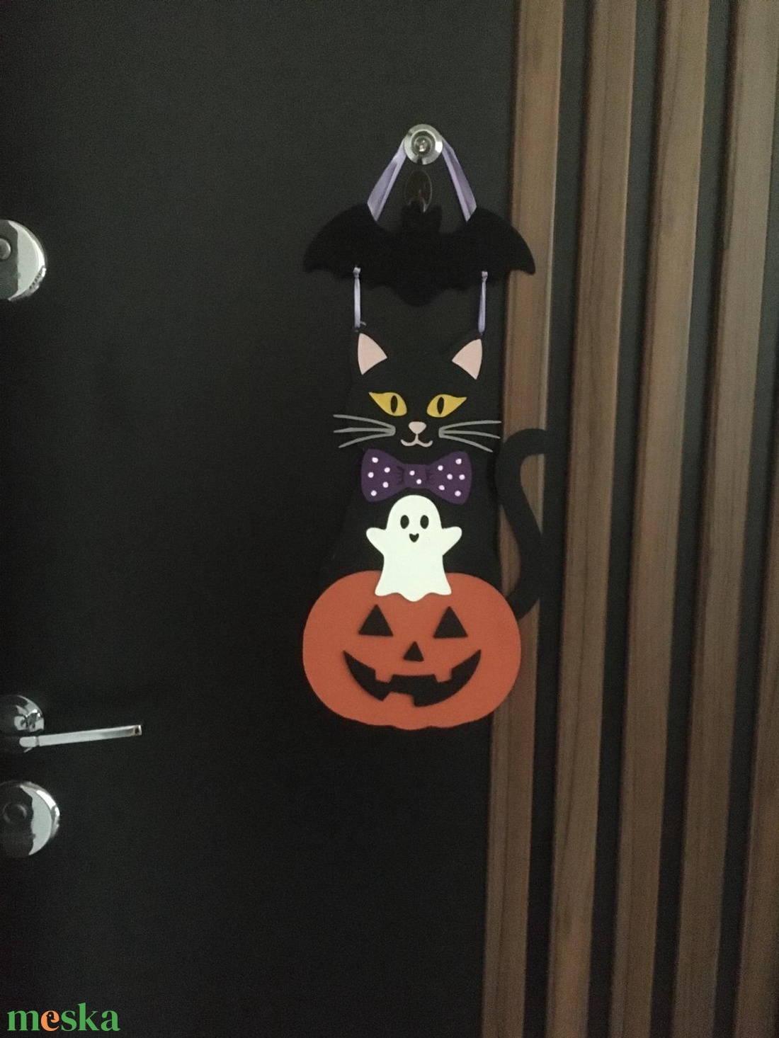 Cicás Halloween ajtódísz - otthon & életmód - dekoráció - halloween - halloweeni ajtódíszek és ablakdíszek - Meska.hu