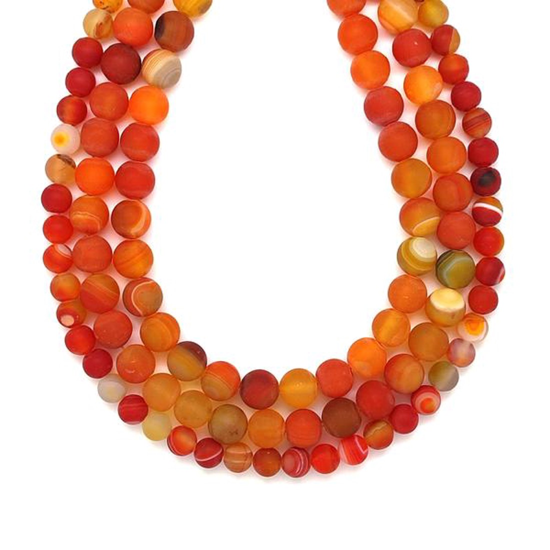 Achát matt szin vil narancs sávos golyó 6mm� ékszerkészítő alapanyag (füzér) - kellékek & szerszámok - ásvány alapanyag - ásványfüzér - Meska.hu