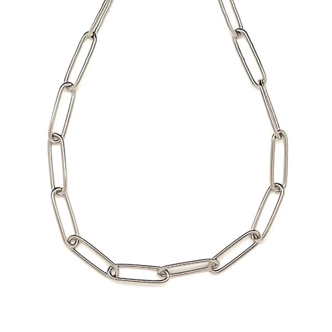 Orvosi acél ezüstszínű hosszúszemű lánc 45 cm - ékszer - nyaklánc - Meska.hu
