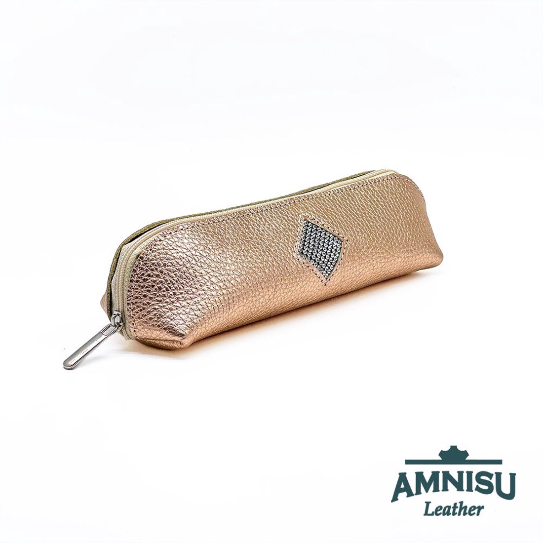 Rosegold rombusz swarovski köves bőr neszeszer / tolltartó K2014 - táska & tok - neszesszer - Meska.hu