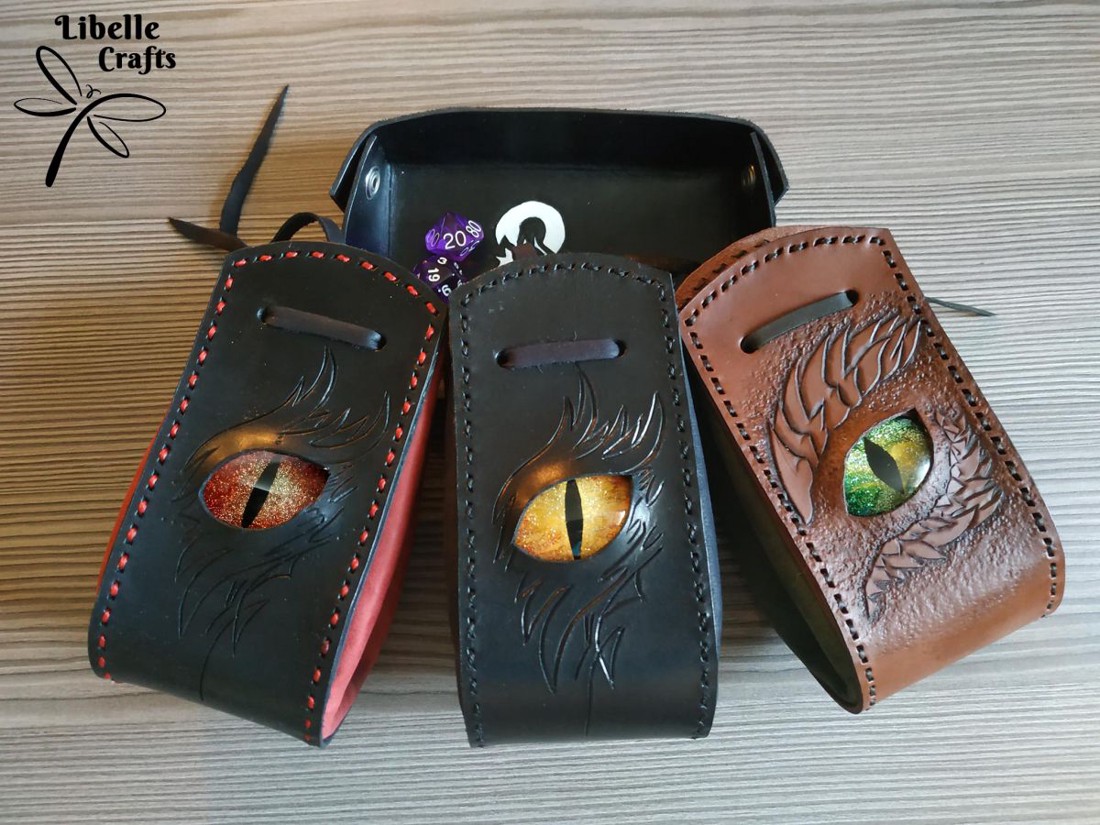 Sárkányszemes kockatartó szütyő - ARANY szemmel - játék & sport - táblajáték és kártyajáték - társasjátékok - dobókocka - Meska.hu