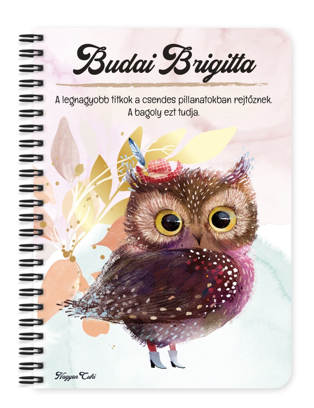Személyre szabható - Cuki kalapos bagoly mintás A6-os füzet - otthon & életmód - papír, írószer - jegyzetfüzet & napló - Meska.hu