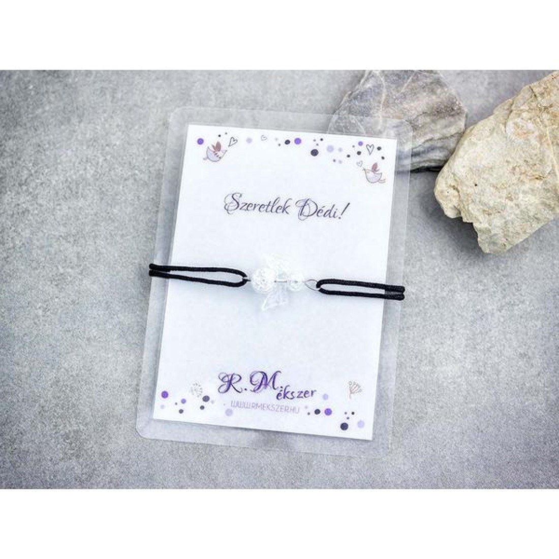 Szeretlek Dédi hegyikristály angyal karkötő - ékszer - karkötő - karkötő medállal - Meska.hu