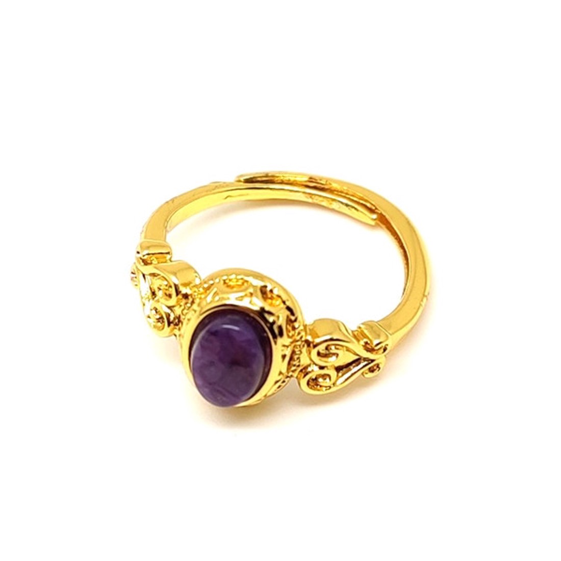Csaroit gyűrű szív 10x8 mm, aranyszínű, állítható Csendes Bíbor - ékszer - gyűrű - Meska.hu