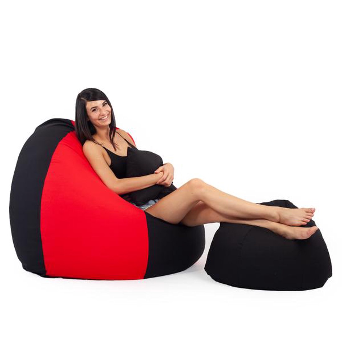 Fekete - Piros ALL IN Bicolor XXL Babzsákfotel Garnitúra -  - Meska.hu