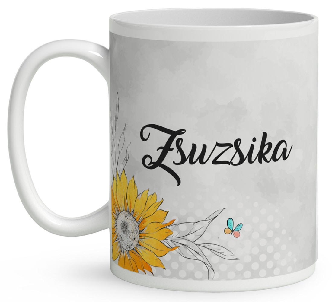 Névvel kérhető - Cuki Napraforgós tündérlány kosárral mintás bögre - otthon & életmód - konyhafelszerelés, tálalás - tálalás - bögre & csésze - Meska.hu