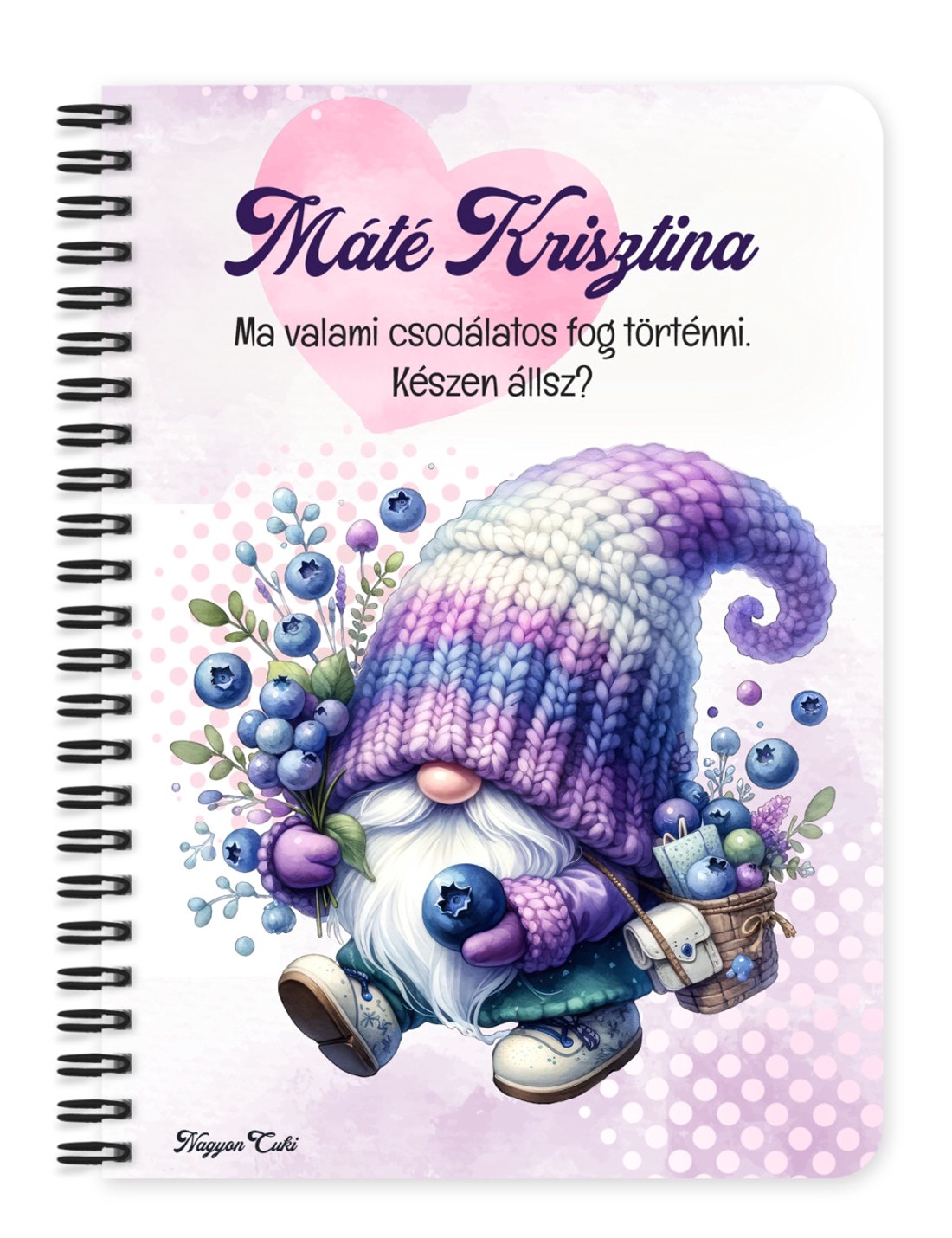 Személyre szabható - Kalandor Áfonyás manó mintás A6-os füzet - otthon & életmód - papír, írószer - jegyzetfüzet & napló - Meska.hu
