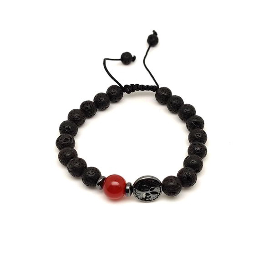 Bazalt életfa karkötő Karneol gyönggyel 8 mm - ékszer - karkötő - ásványkarkötő - Meska.hu