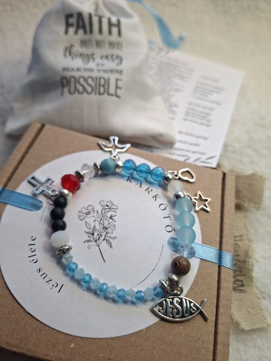 Jézus élete - keresztény történet karkötő-vkék-095 - ékszer - karkötő - bogyós karkötő - Meska.hu