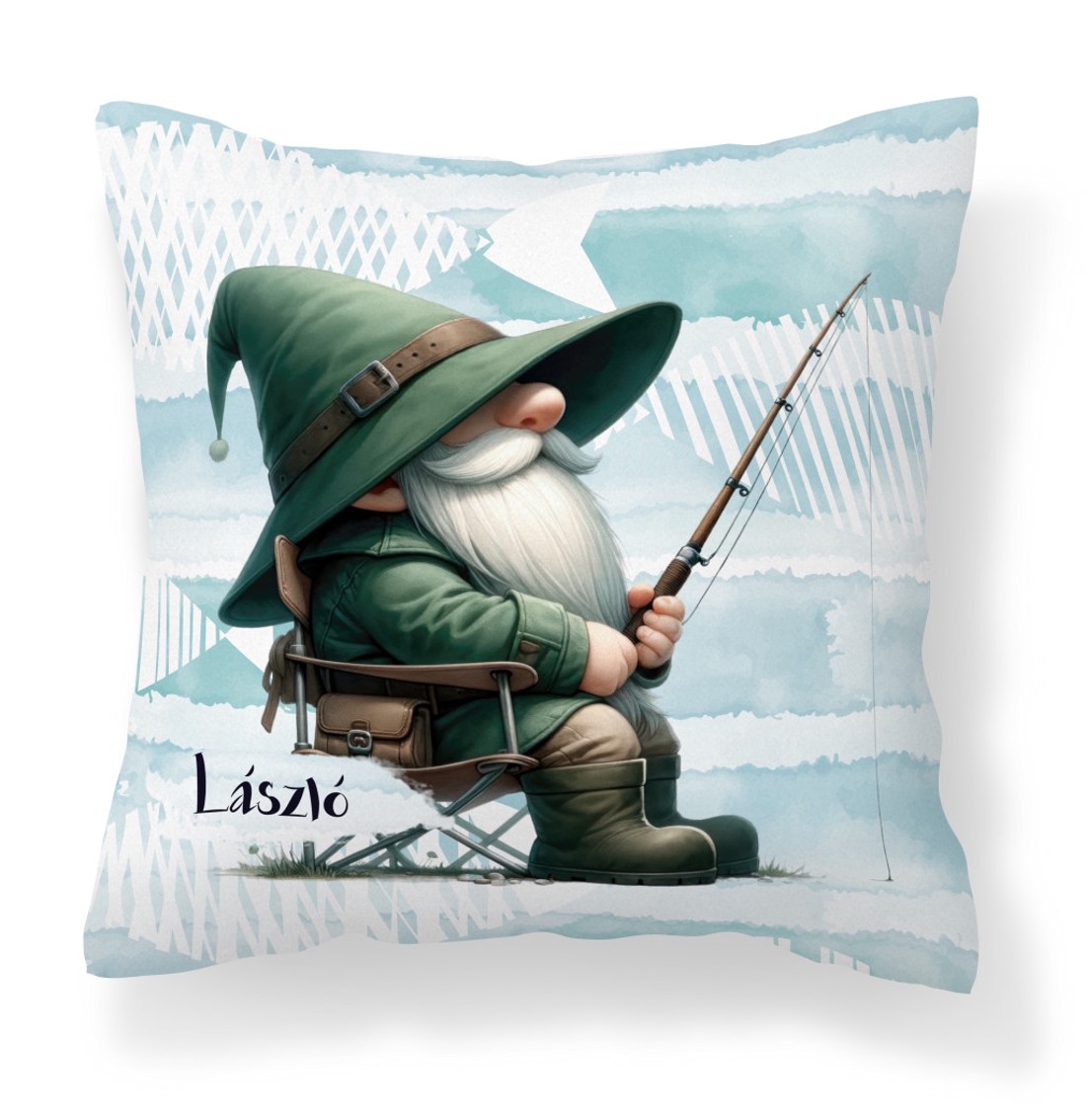 Névvel kérhető - Türelmes horgász manó mintás párna - otthon & életmód - lakástextil - párna & párnahuzat - díszpárna (belsővel együtt) - Meska.hu