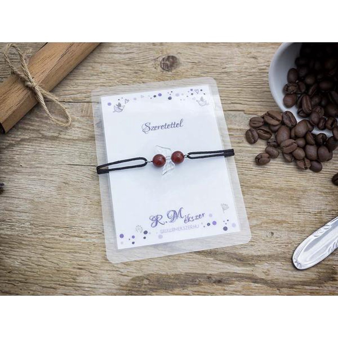 Szeretettel karneol angyal karkötő - ékszer - karkötő - gyöngyös karkötő - Meska.hu