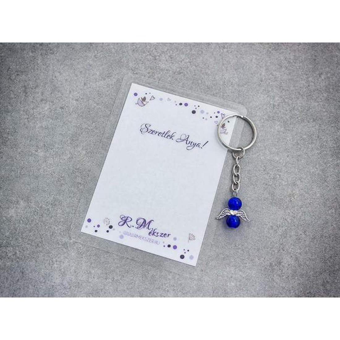 Szeretlek Anya sötétkék angyal medálos kulcstartó - táska & tok - kulcstartó & táskadísz - kulcstartó - Meska.hu
