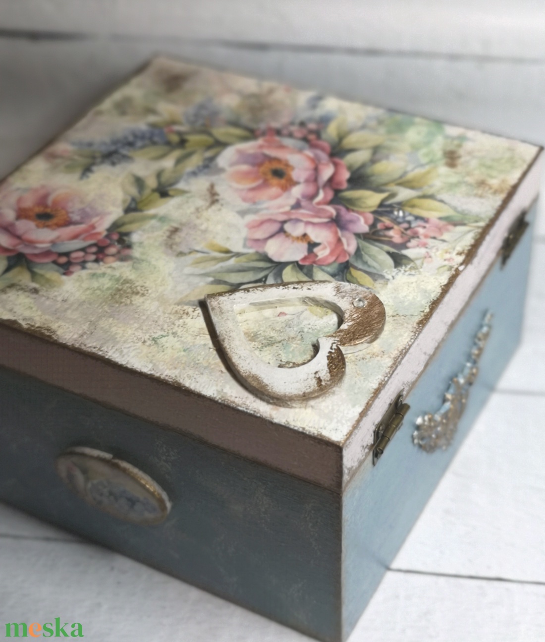 Virágos doboz - otthon & életmód - tárolás & rendszerezés - doboz - Meska.hu