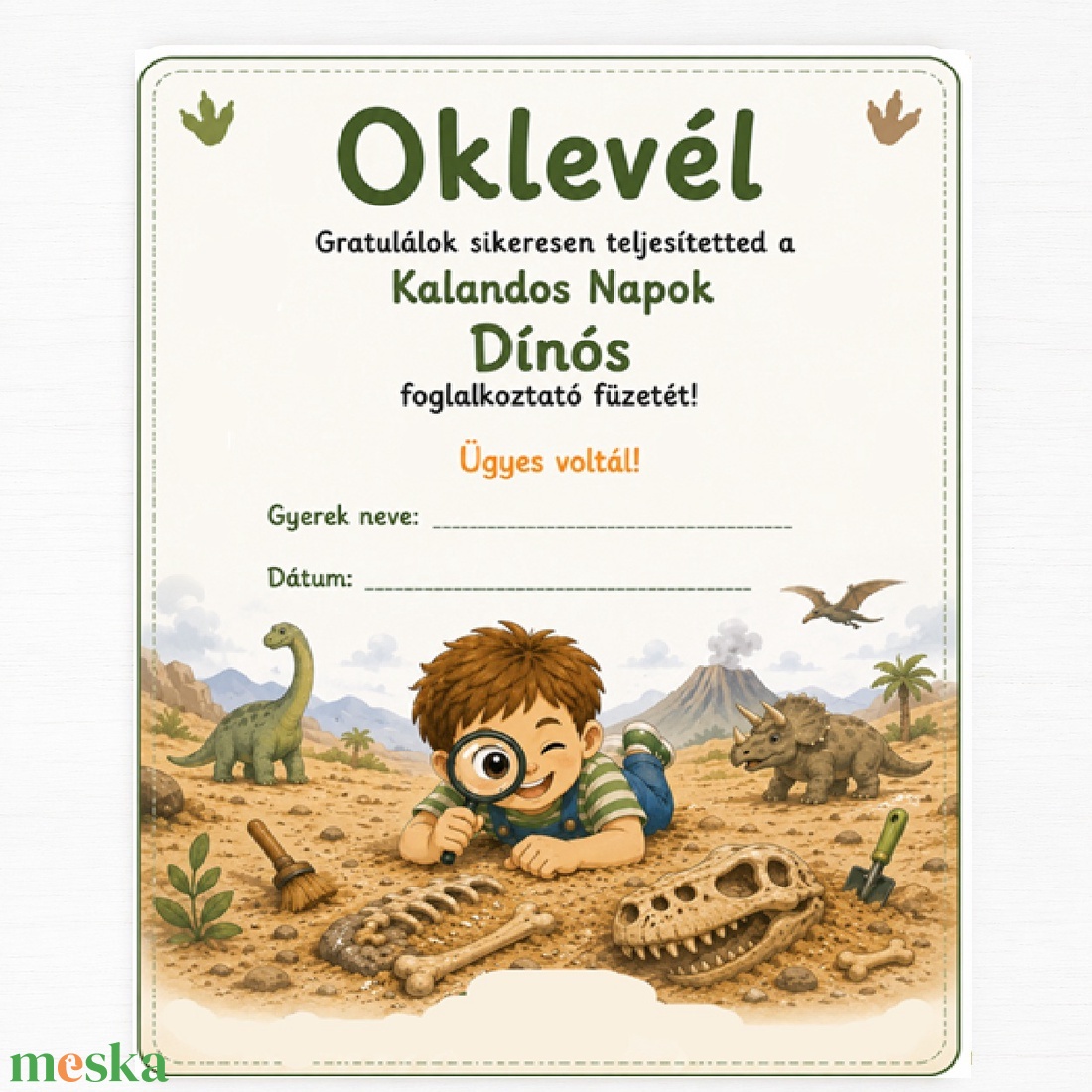 Kalandos Napok � Dínók - 20 oldalas nyomtatható foglalkoztató füzet - Azonnal letölthető PDF - 4�7 éves gyerekeknek - játék & sport - készségfejlesztő és logikai játék - oktató játékok - Meska.hu
