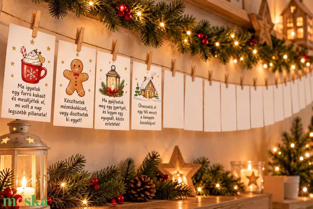 Kalandos Napok - Adventi Naptár- élménykártyák gyerekeknek � 48 féle nyomtatható karácsonyi program kártya,  PDF - karácsony - adventi díszek - adventi naptár - Meska.hu