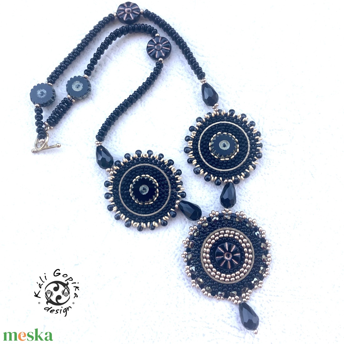 Fekete bronz mandala nyaklánc - ékszer - nyaklánc - gyöngyös nyaklánc - Meska.hu Fekete bronz mandala nyaklánc - ékszer - nyaklánc - gyöngyös nyaklánc - Meska.hu