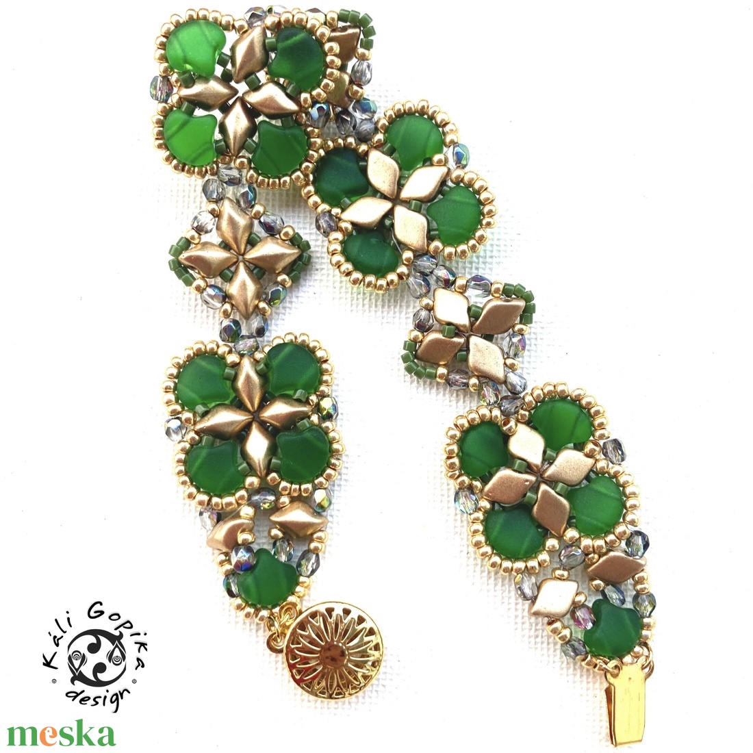 Gyönyörű zöld szerencsehozó gyöngyös karkötő  - ékszer - karkötő - gyöngyös karkötő - Meska.hu
