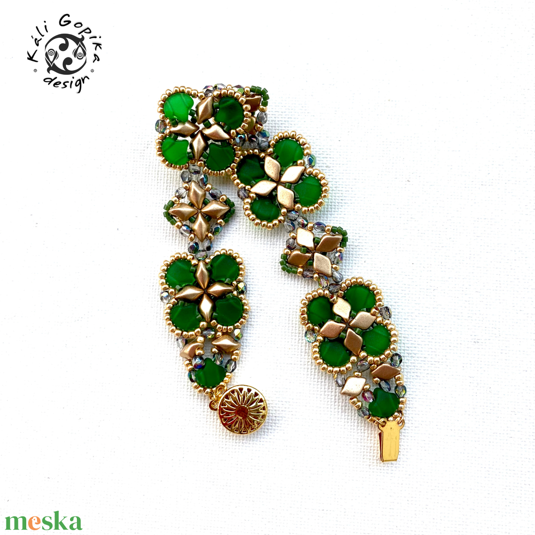 Gyönyörű zöld szerencsehozó gyöngyös karkötő  - ékszer - karkötő - gyöngyös karkötő - Meska.hu