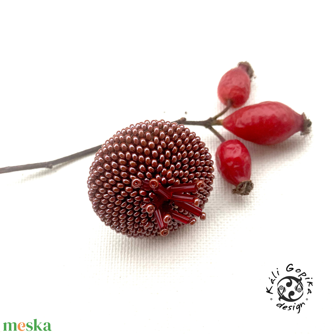 Barna giga méretű gyöngyös design gyűrű - ékszer - gyűrű - statement gyűrű - Meska.hu