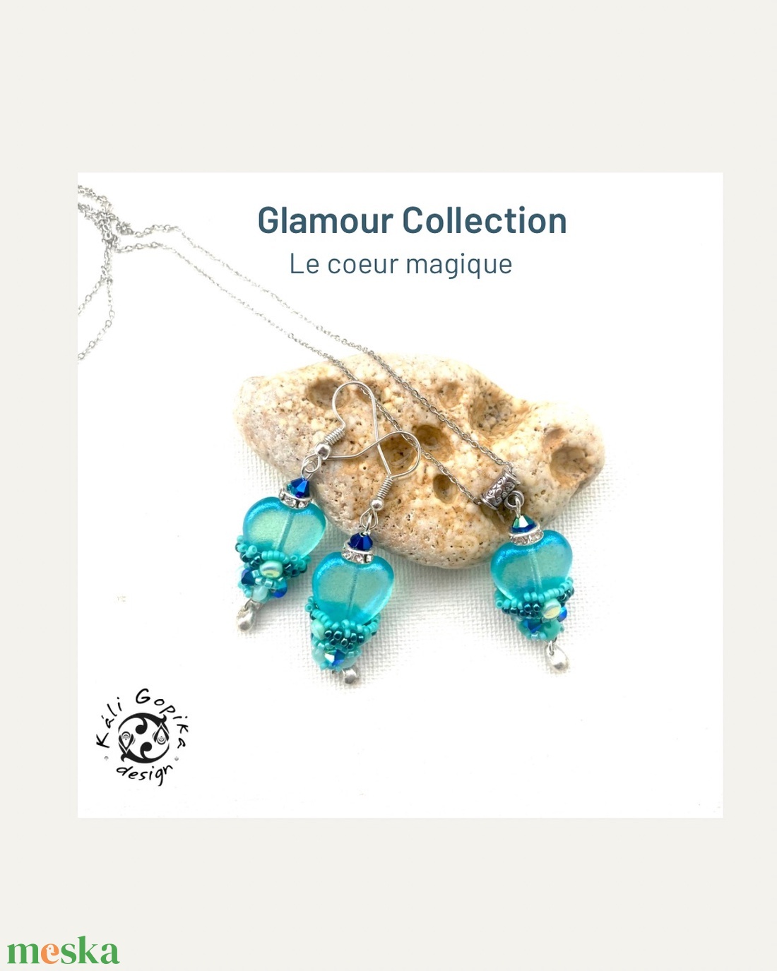 Türkiz szívecskés ékszerszett  - ékszer - ékszerszett - Meska.hu