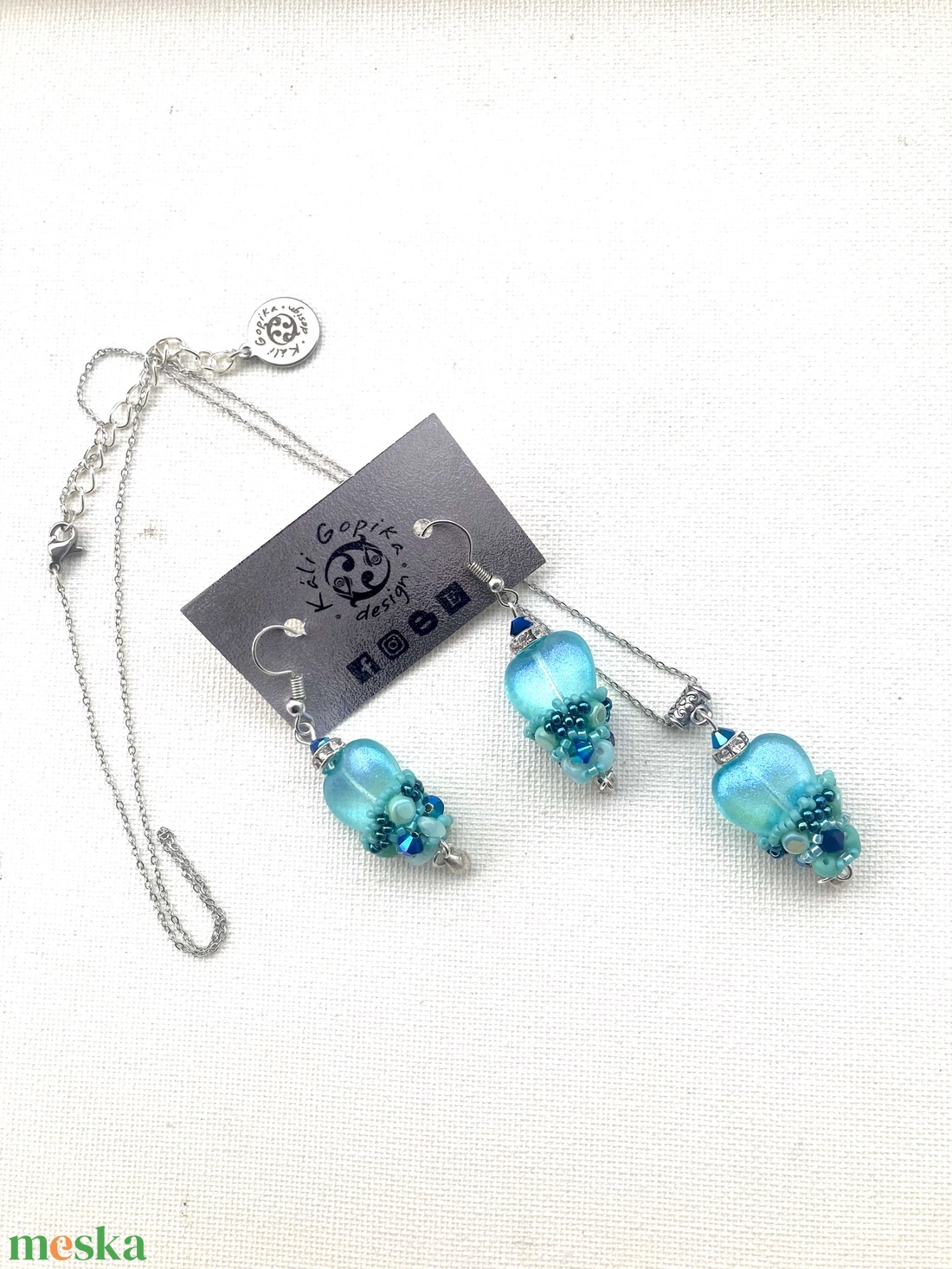 Türkiz szívecskés ékszerszett  - ékszer - ékszerszett - Meska.hu