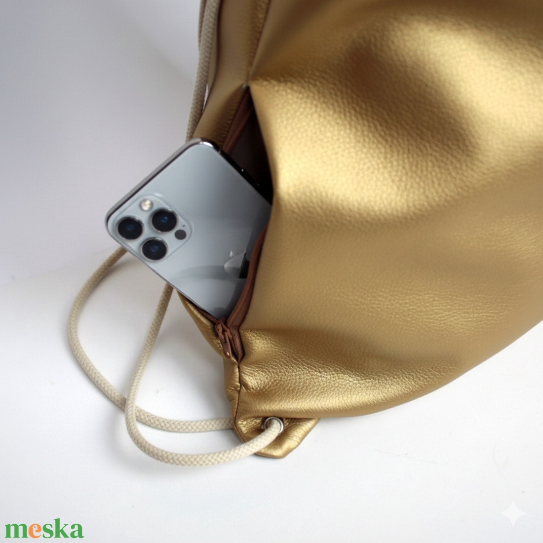 Gymbag / tornazsák arany hátizsák külső rejtett zsebbel - táska & tok - hátizsák - hátizsák - Meska.hu