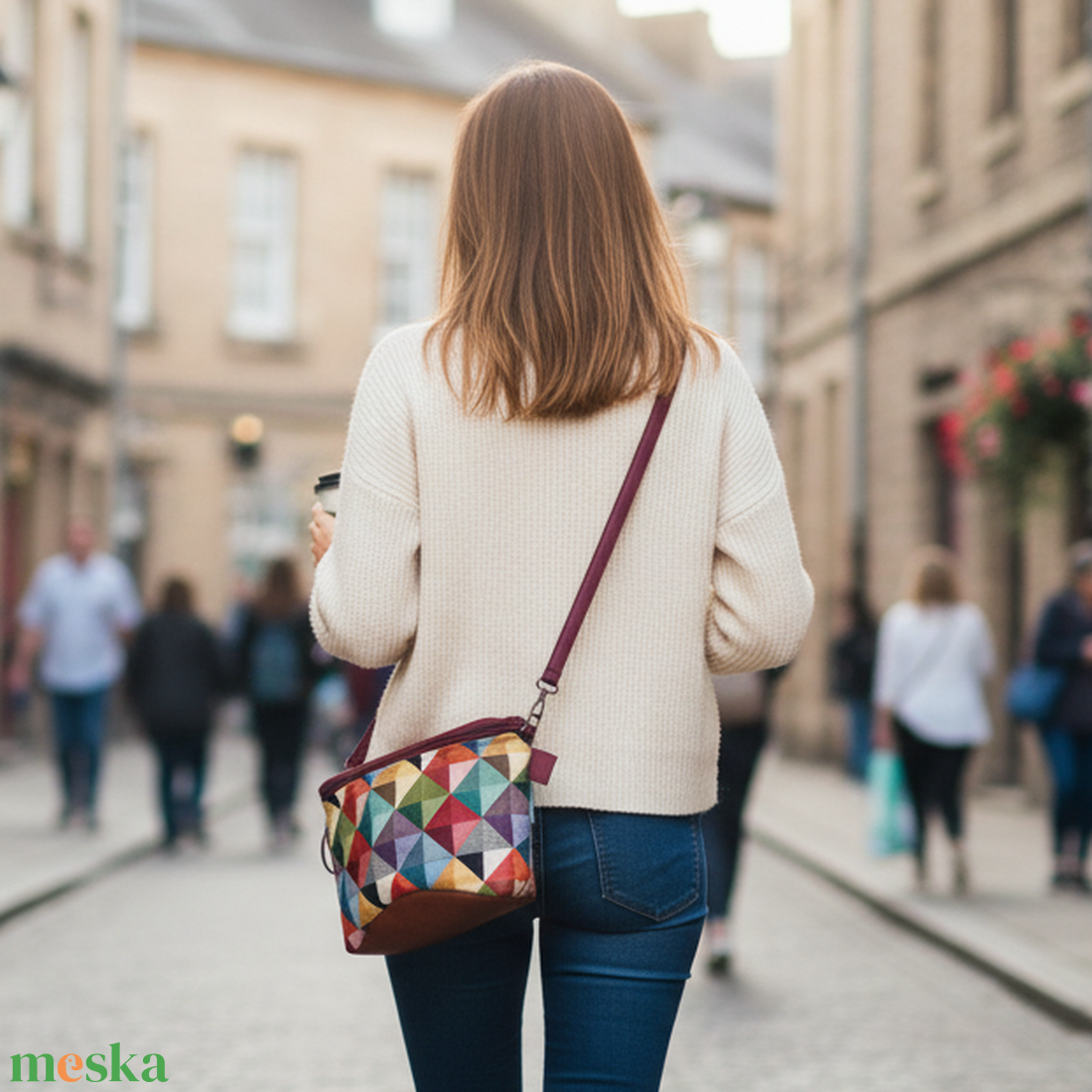 Övtáska modern színes mintával - táska & tok - övtáska - Meska.hu