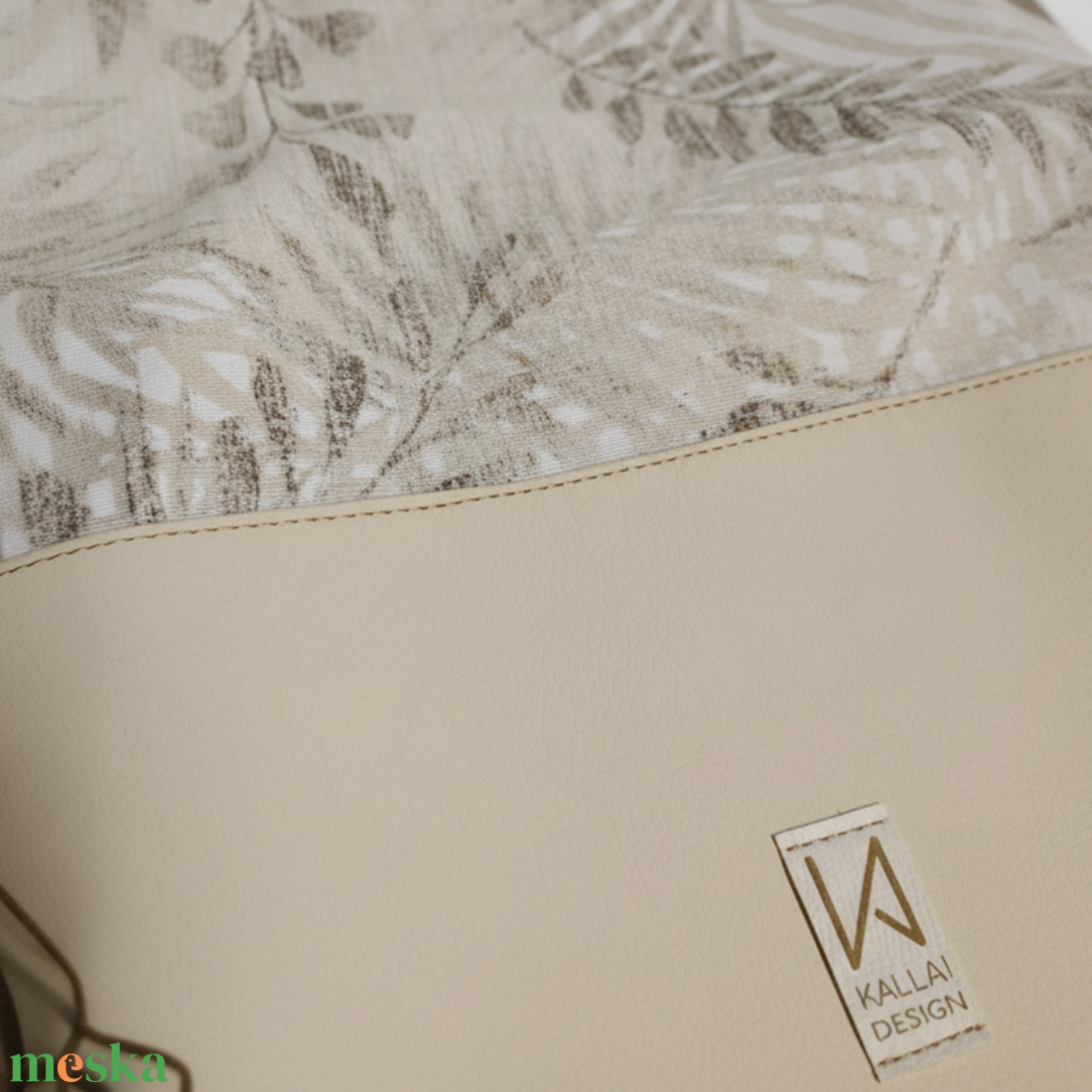 Gymbag / indás leveles / törtfehér hátizsák / tornazsák / M méret - táska & tok - hátizsák - hátizsák - Meska.hu