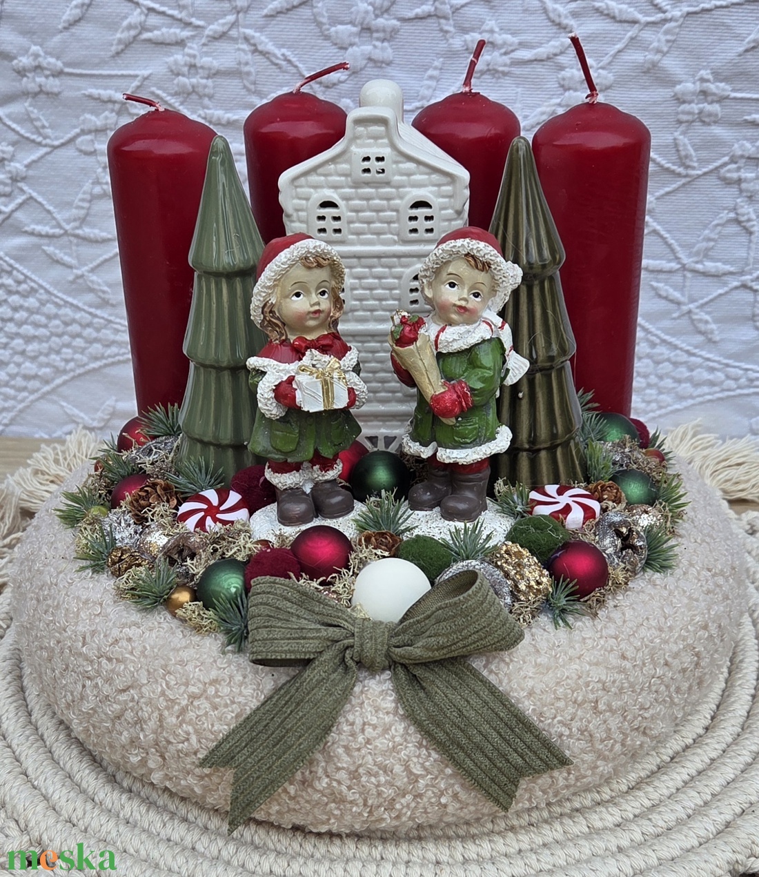 Adventi koszorú klasszikus színekben  - karácsony - adventi díszek - adventi koszorú - Meska.hu
