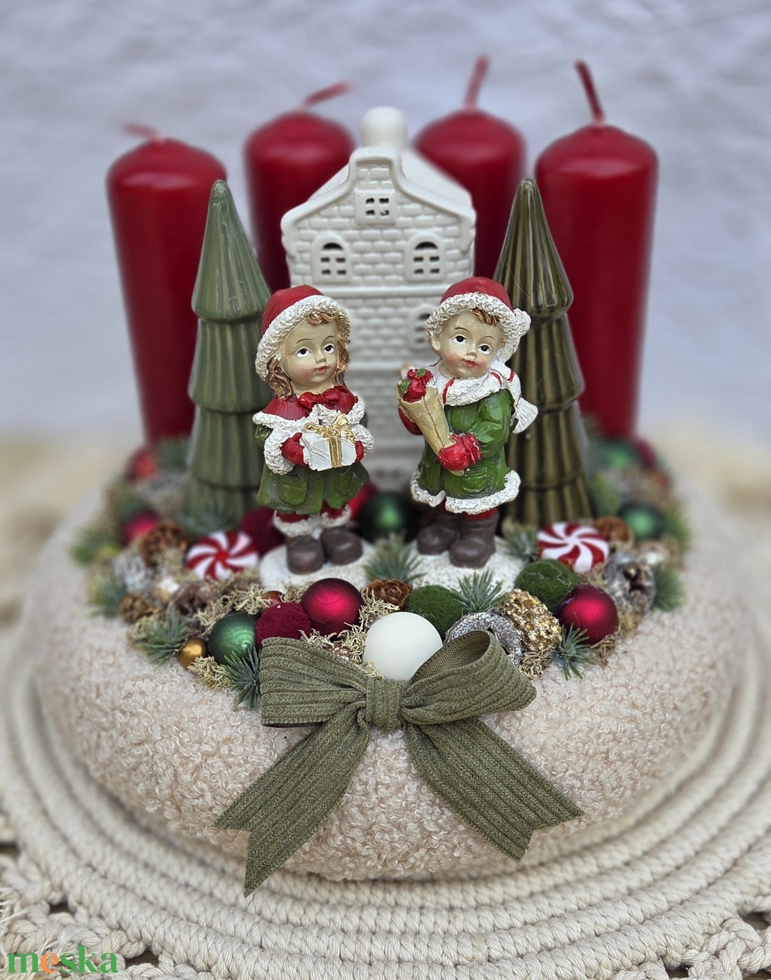 Adventi koszorú klasszikus színekben  - karácsony - adventi díszek - adventi koszorú - Meska.hu