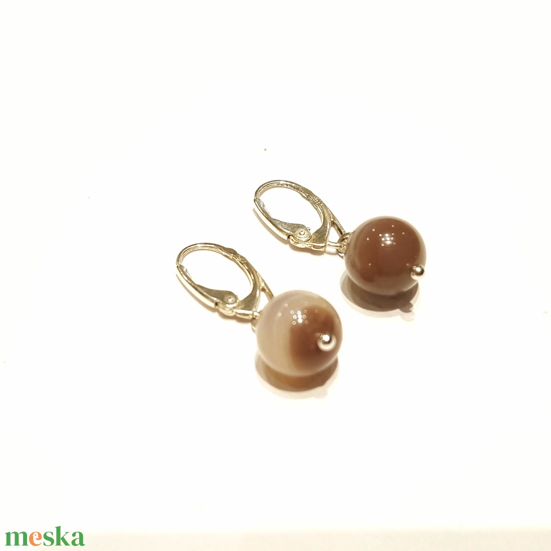 Szárdónix szárder gömb fülbevaló. - ékszer - fülbevaló - lógó fülbevaló - Meska.hu