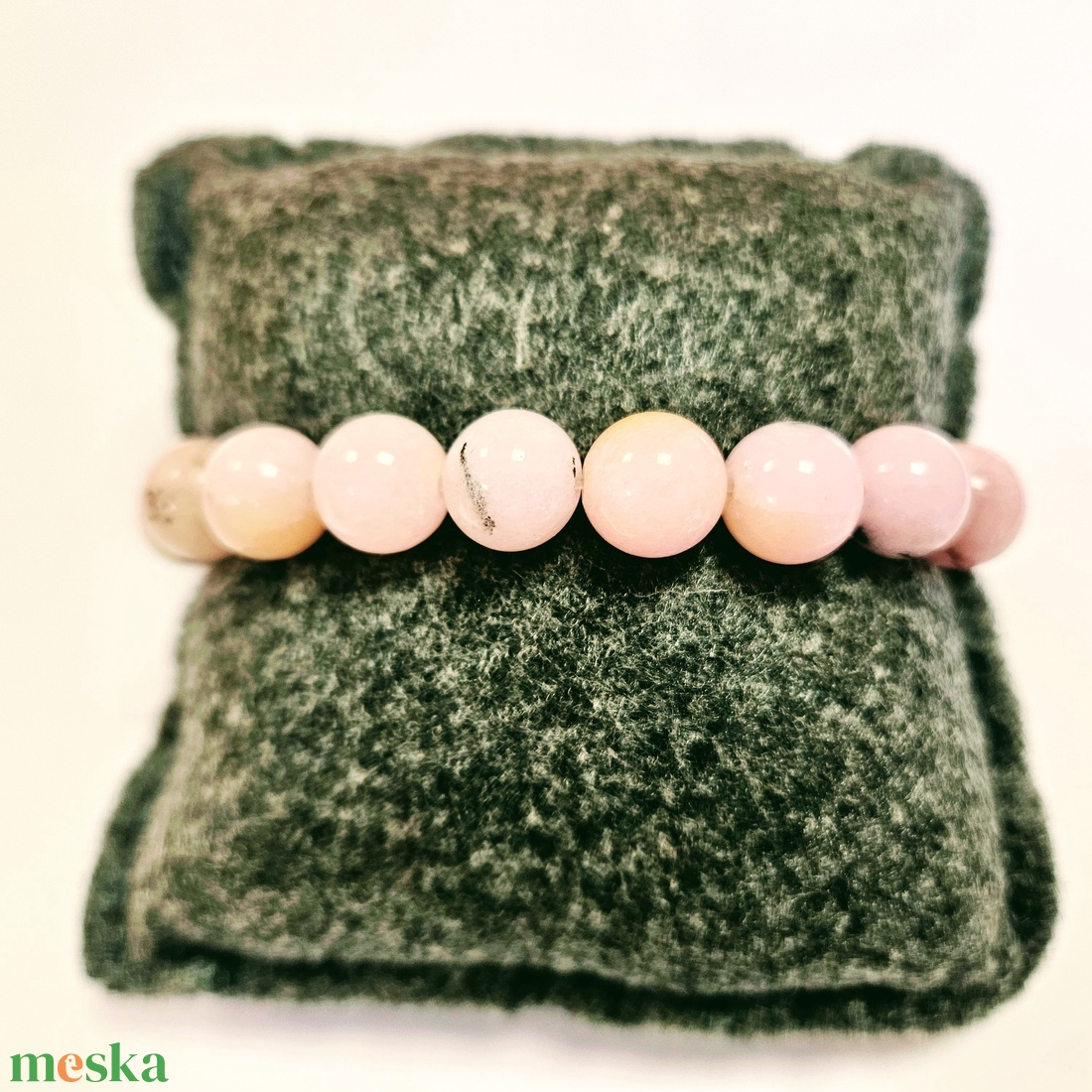 Pompás rózsaszín opál bogyós karkötő gumis(10 mm) - ékszer - karkötő - bogyós karkötő - Meska.hu