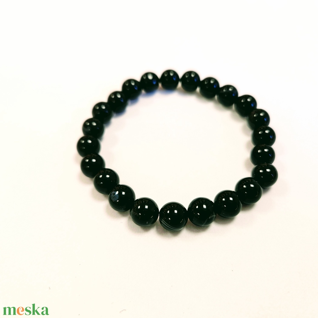 Pompás ónix bogyós karkötő gumis(8 mm) - ékszer - karkötő - bogyós karkötő - Meska.hu