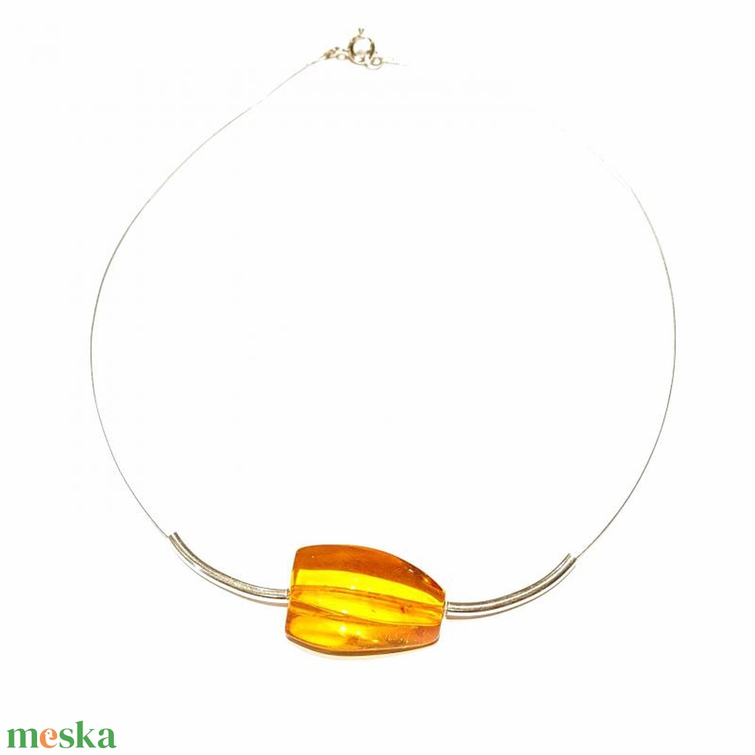 Borostyán ezüst nyakék kolié. - ékszer - nyaklánc - bogyós nyaklánc - Meska.hu