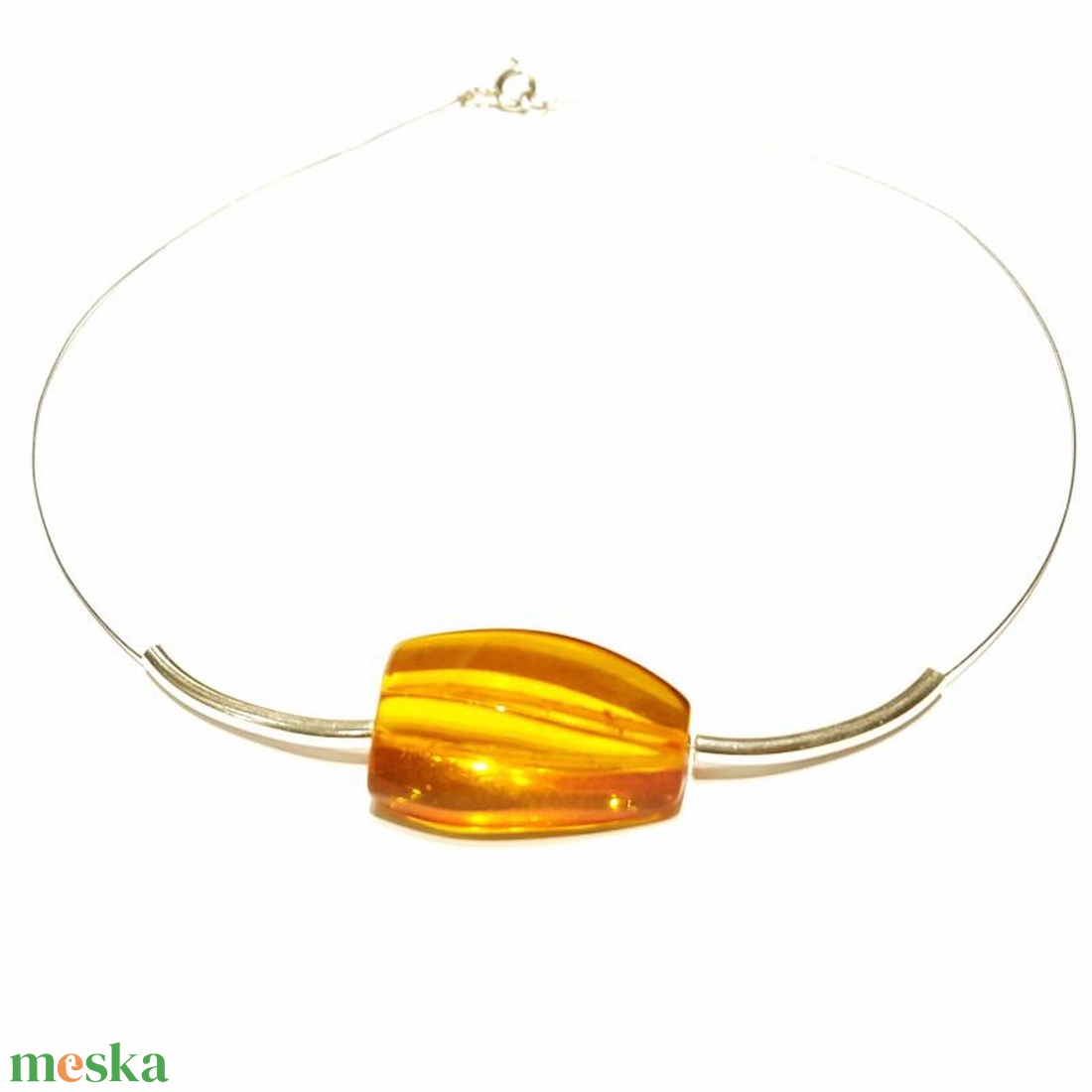 Borostyán ezüst nyakék kolié. - ékszer - nyaklánc - bogyós nyaklánc - Meska.hu