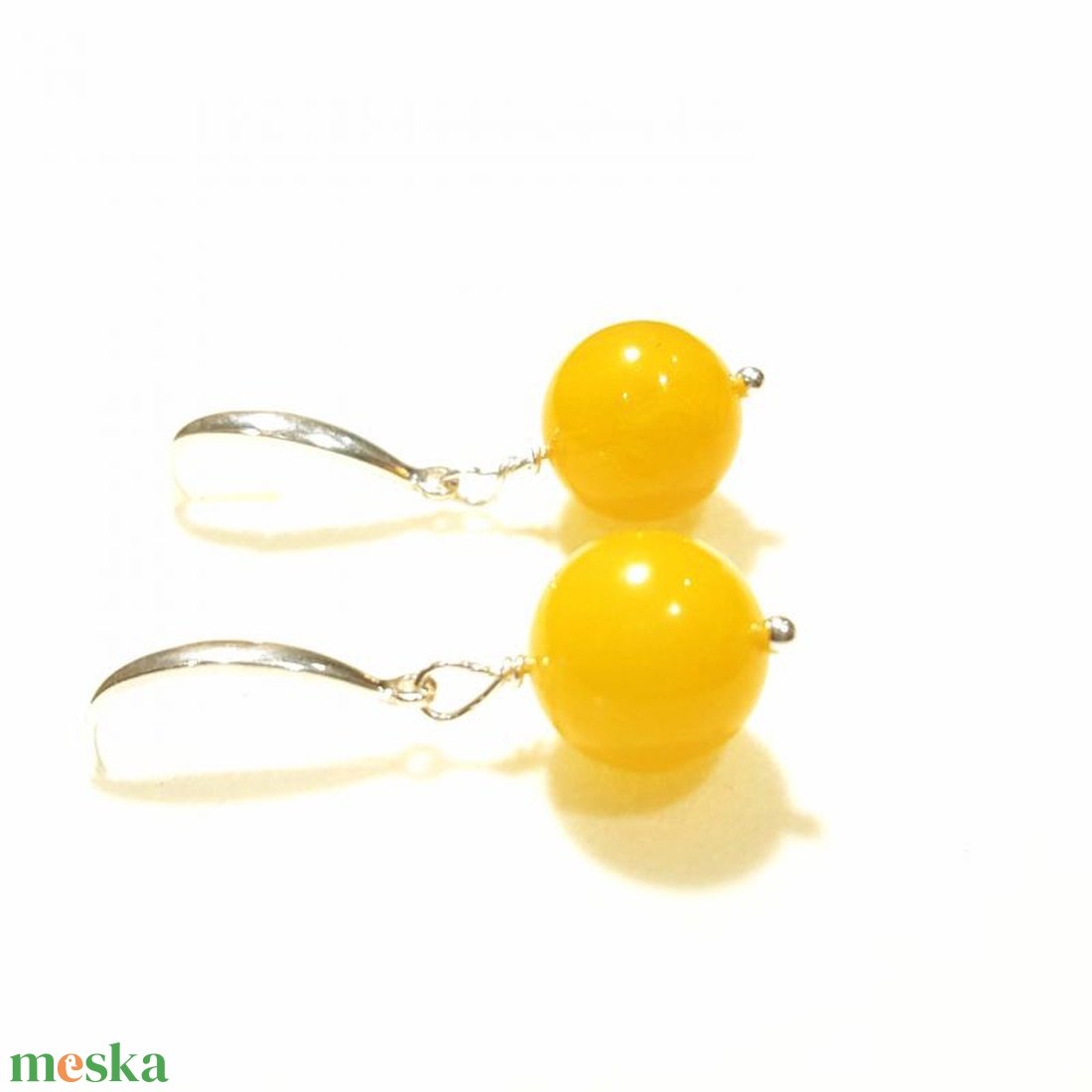 Borostyán  fülbevaló ezüst szereléssel.  - ékszer - fülbevaló - lógó csepp fülbevaló - Meska.hu