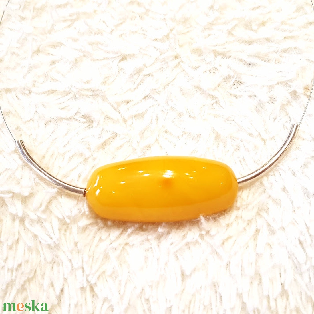 Borostyán nyakék fonott ezüst sodronyon - ékszer - nyaklánc - medálos nyaklánc - Meska.hu