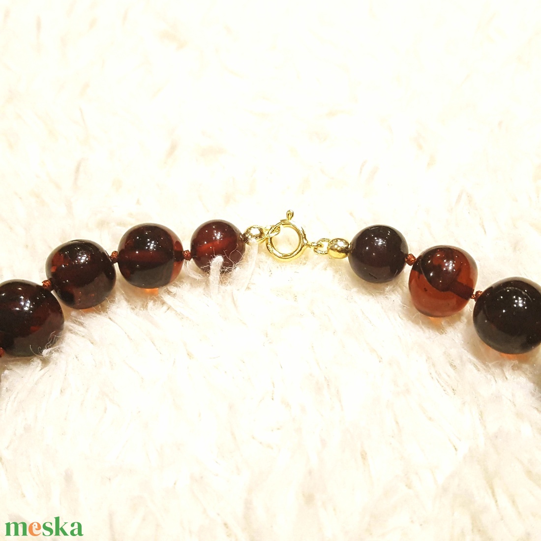 Borostyán gyöngysor sötét barokk. - ékszer - nyaklánc - bogyós nyaklánc - Meska.hu