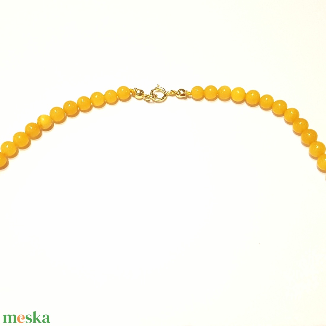 Borostyán nyakék gyöngysor sárga opak. - ékszer - nyaklánc - bogyós nyaklánc - Meska.hu