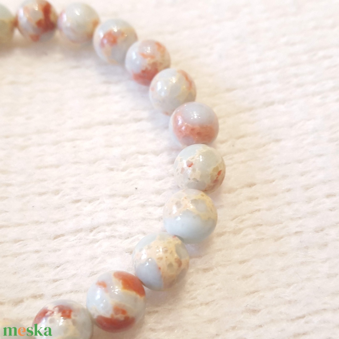 Pompás kék tarka jáspis bogyós karkötő gumis(8 mm) - ékszer - karkötő - bogyós karkötő - Meska.hu