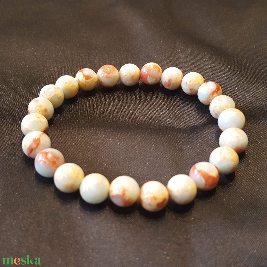 Pompás kék tarka jáspis bogyós karkötő gumis(8 mm) - ékszer - karkötő - bogyós karkötő - Meska.hu