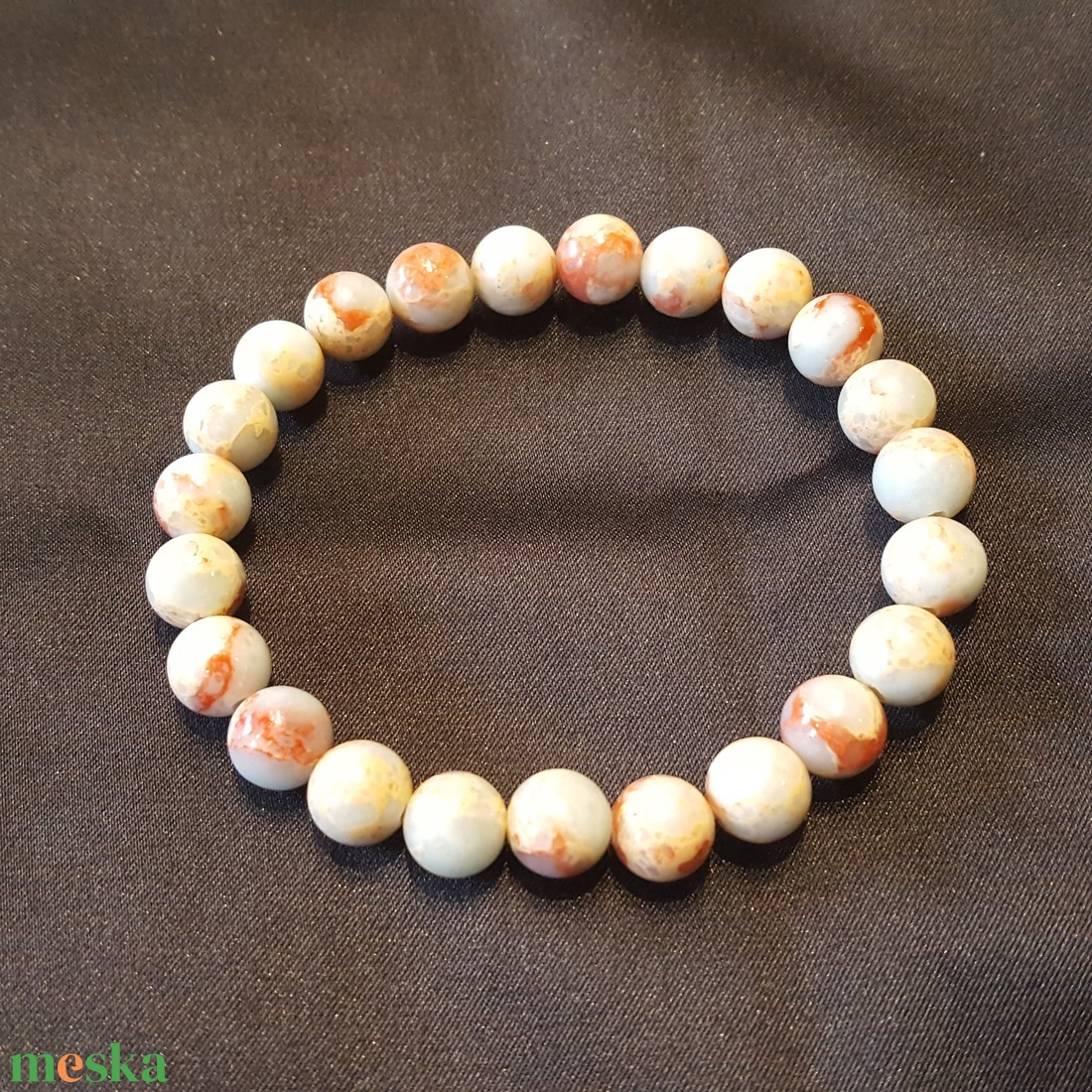 Pompás kék tarka jáspis bogyós karkötő gumis(8 mm) - ékszer - karkötő - bogyós karkötő - Meska.hu